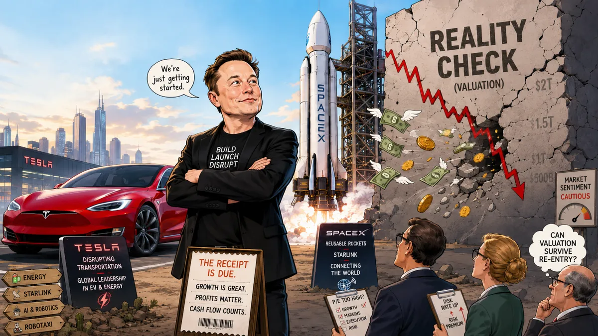 Elon Musk, Tesla and SpaceX meet valuation gravity.
